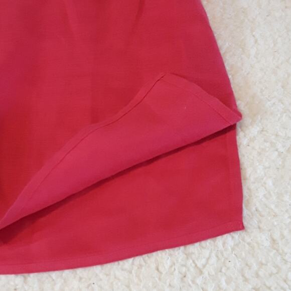 Women Sz 10 Red 100% Irish Linen Fairy Long Sleeve Button Up Pockets Talbots Top - Picture 6 of 10